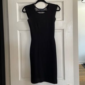 French connection lace back black dress